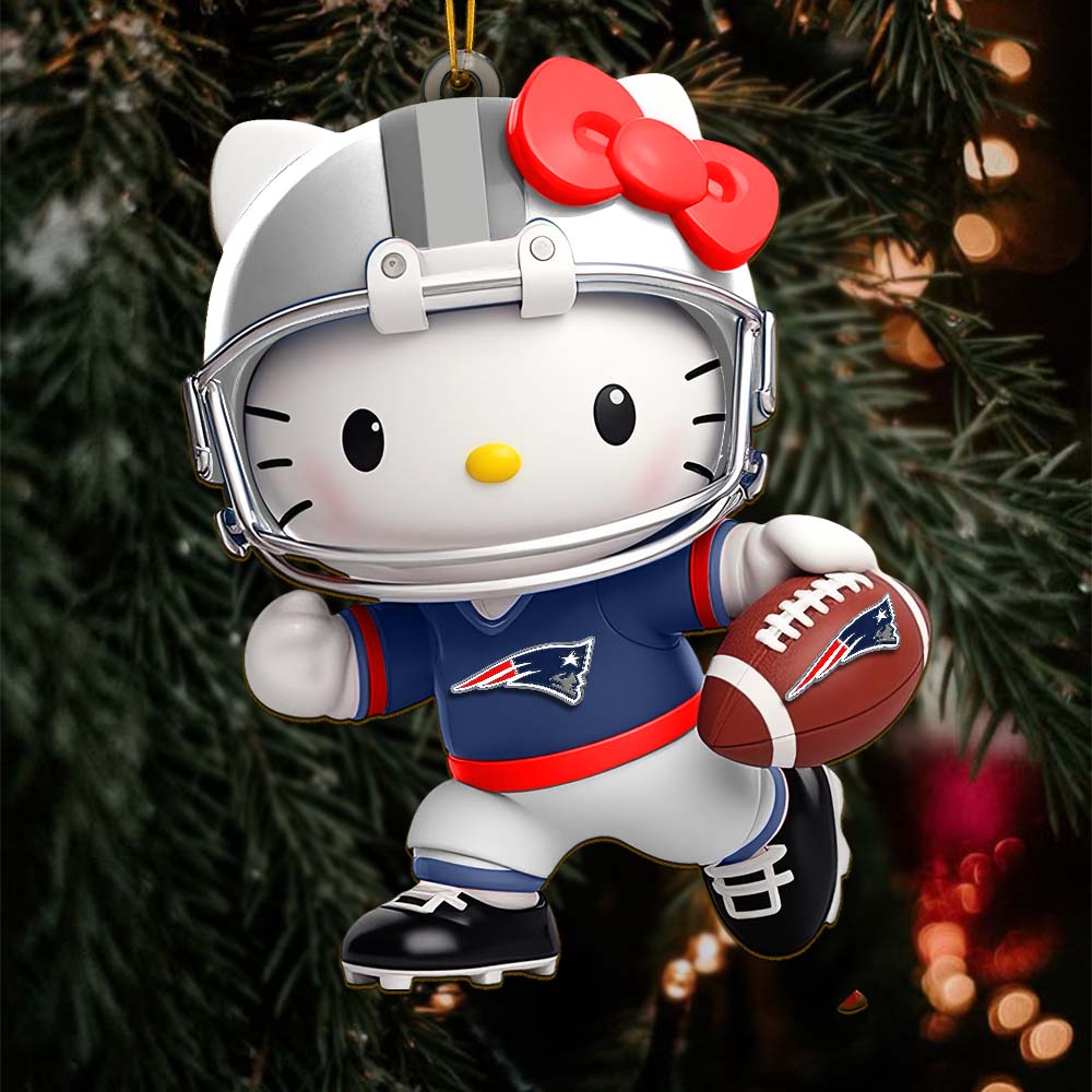 Sportswearmerch New England Patriots NFL x Hello Kitty Personalized Acrylic Ornament Gift For Fans