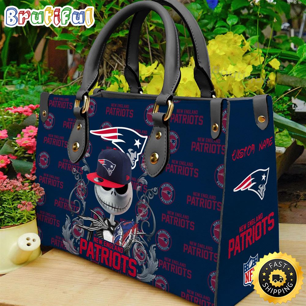 Sportswearmerch New England Patriots NFL x Jack Skellington Women Leather Bag For Fan