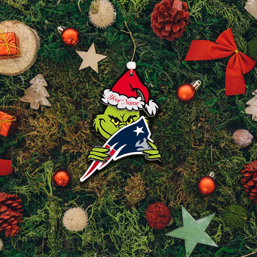 Sportswearmerch New England Patriots NFL x The Grinch Christmas Acrylic Ornament Gift For Fans