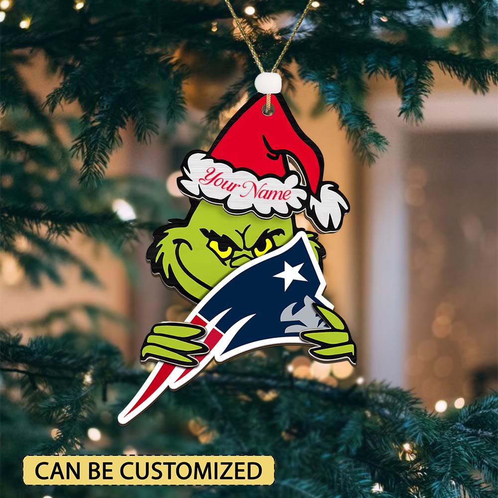 Sportswearmerch New England Patriots NFL x The Grinch Christmas Acrylic Ornament Gift For Fans