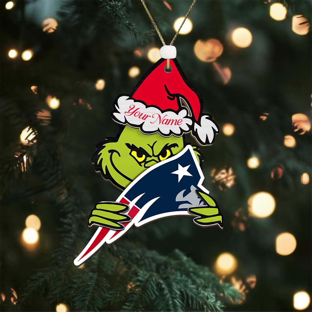 Sportswearmerch New England Patriots NFL x The Grinch Christmas Acrylic Ornament Gift For Fans