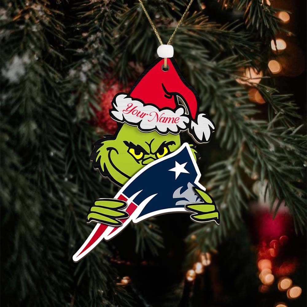Sportswearmerch New England Patriots NFL x The Grinch Christmas Acrylic Ornament Gift For Fans