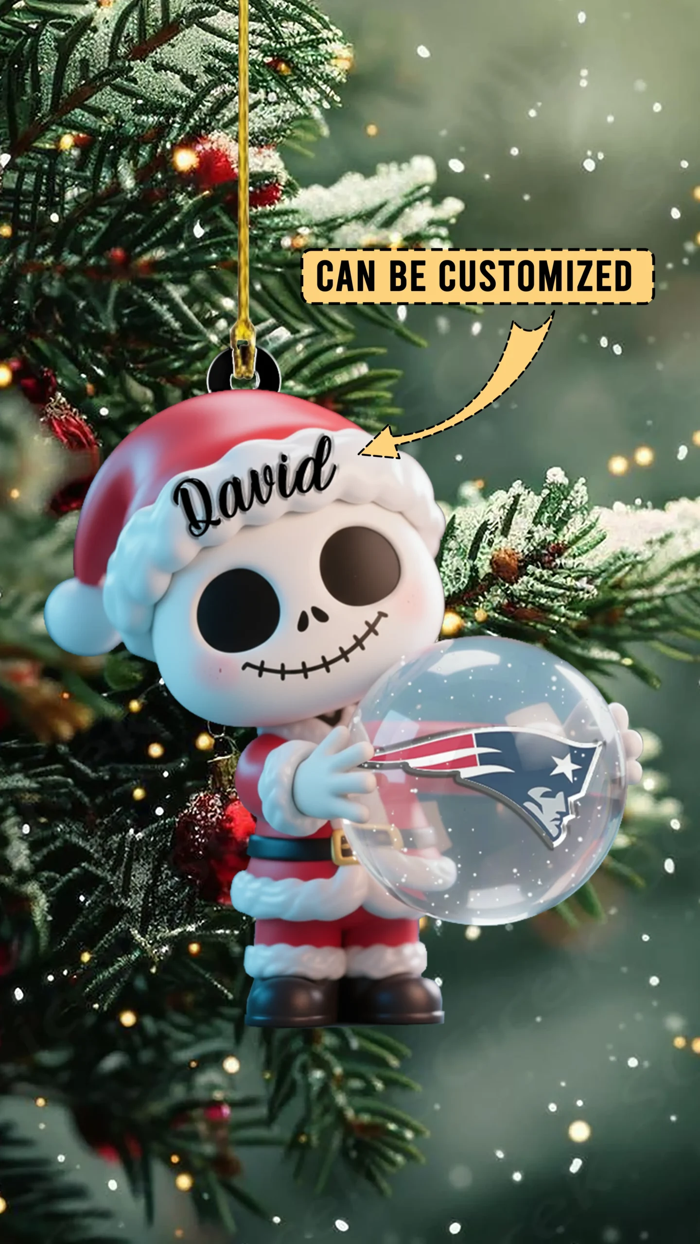 Sportswearmerch New England Patriots NFL x The Nightmare Before Christmas Acrylic Ornament Gift For Fans