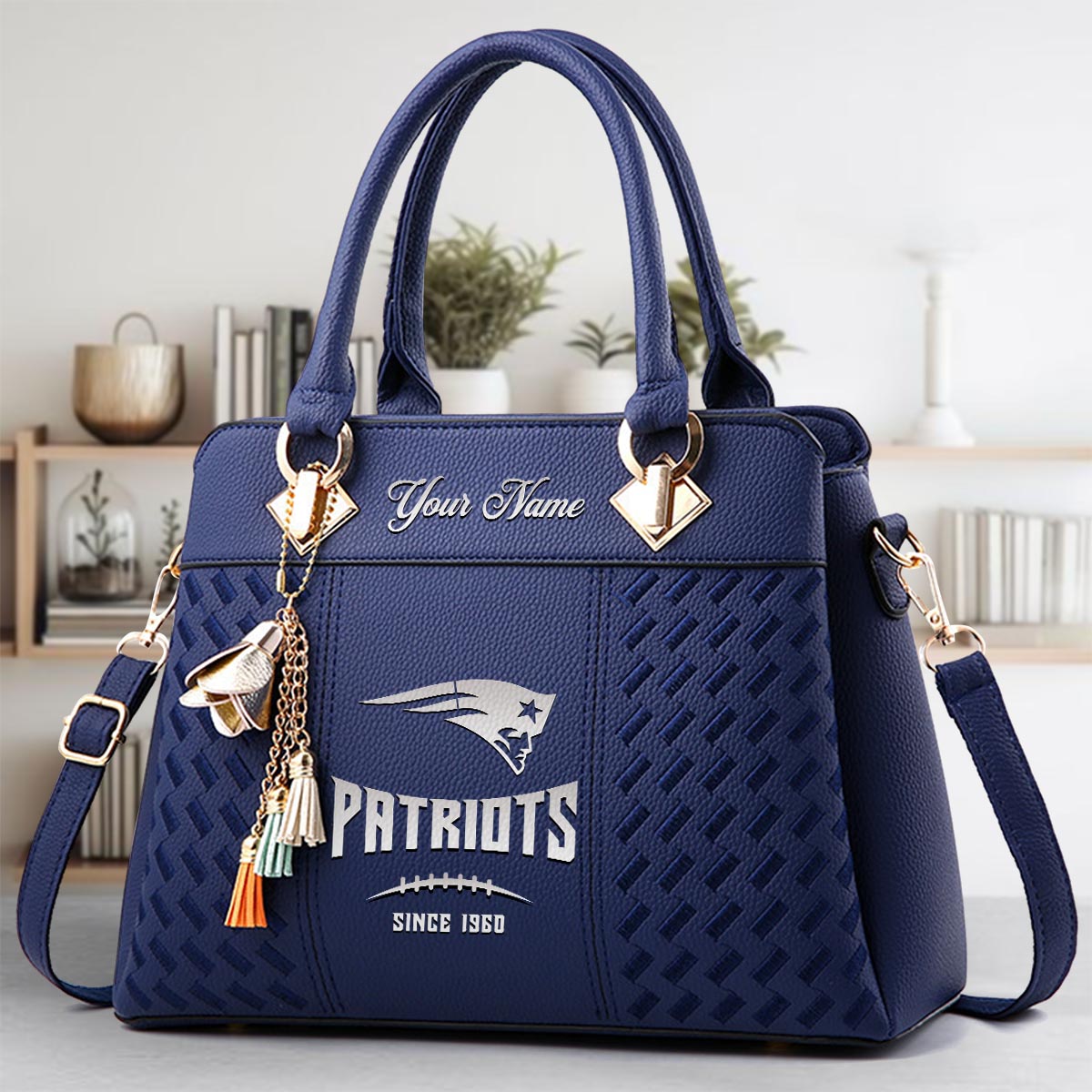 Sportswearmerch New England Patriots NFL Zip Leather Handbag For Fan