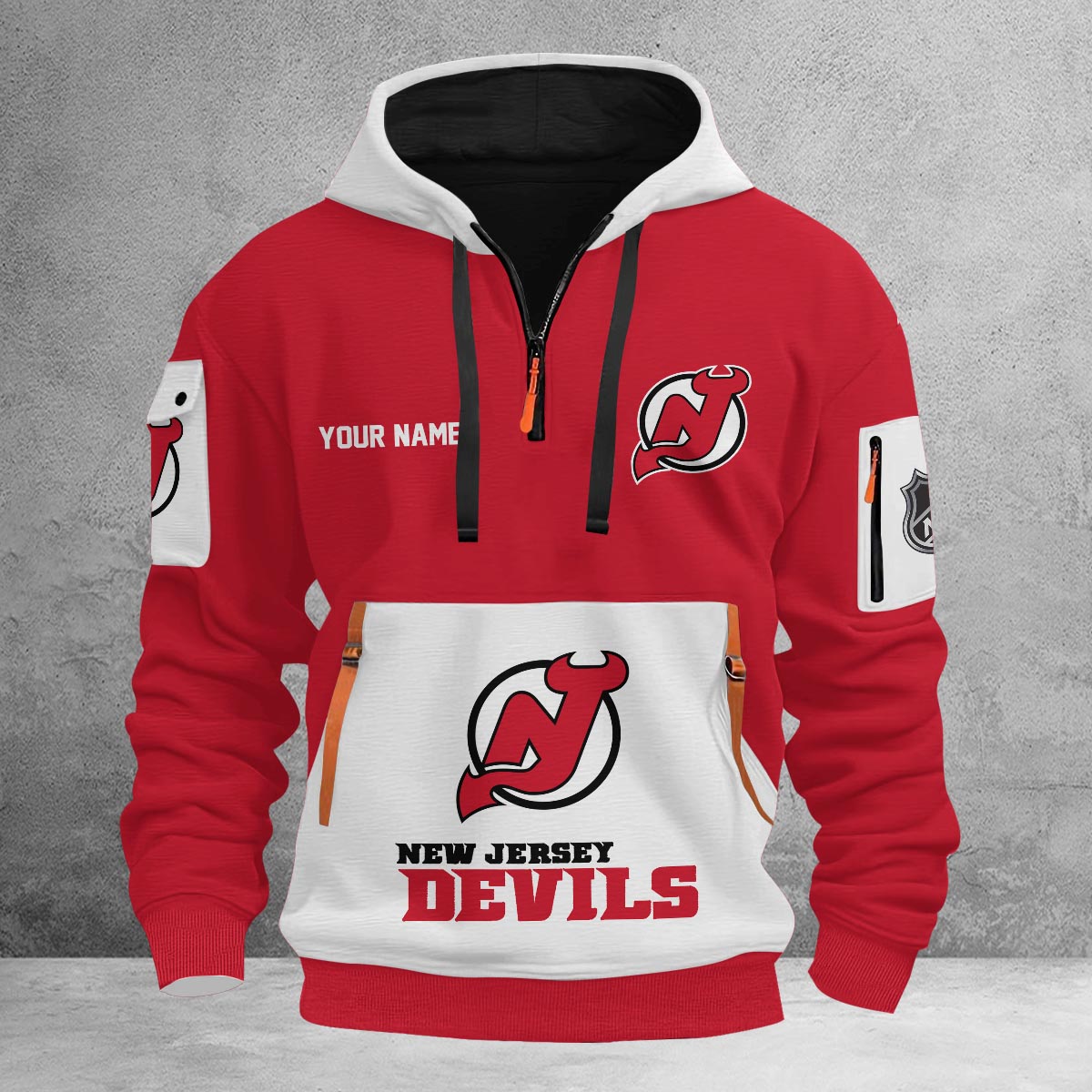 Sportswearmerch New Jersey Devils NHL Half Zip Hoodie Personalized For Fan