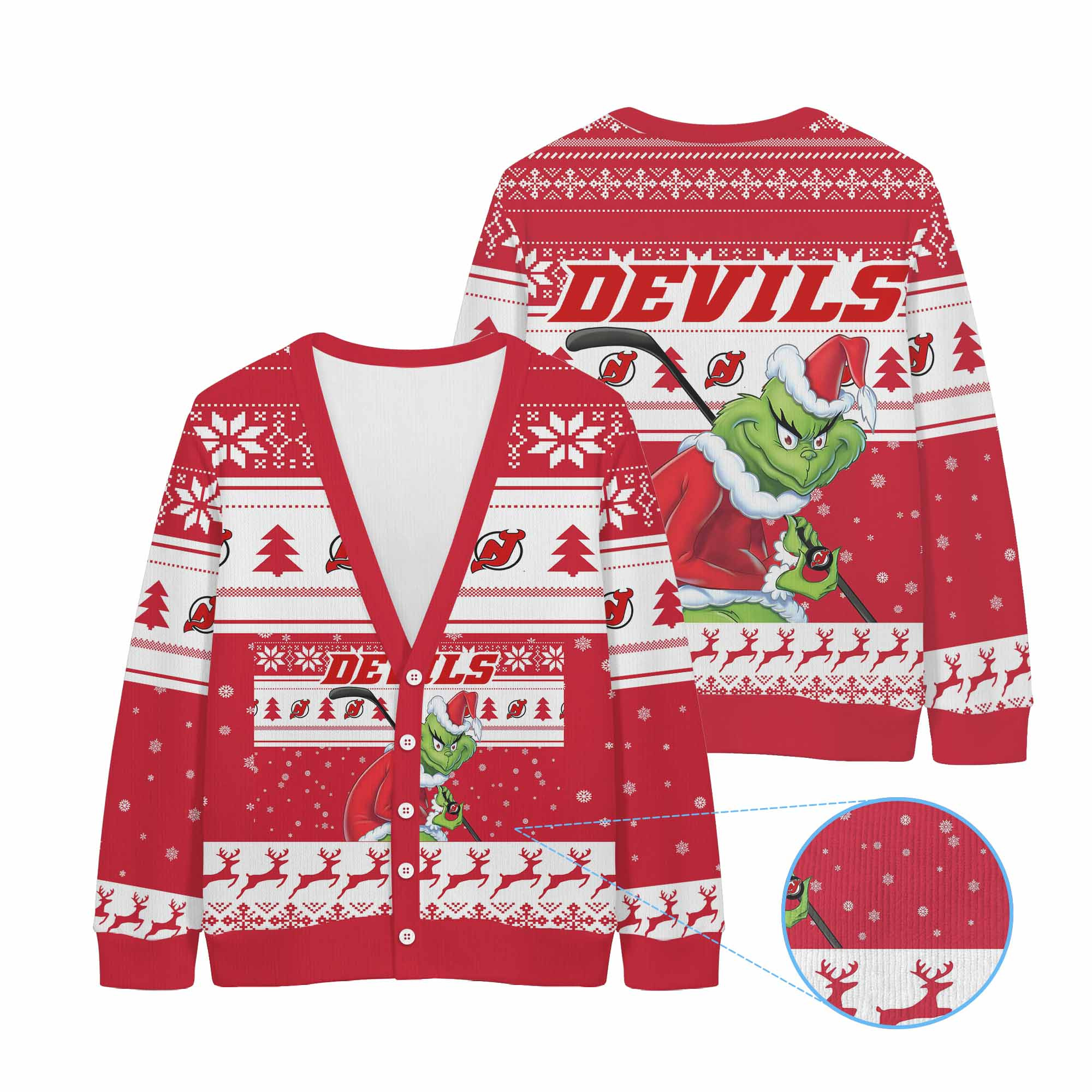 Sportswearmerch New Jersey Devils NHL x Grinch Christmas Cardigan For Fan