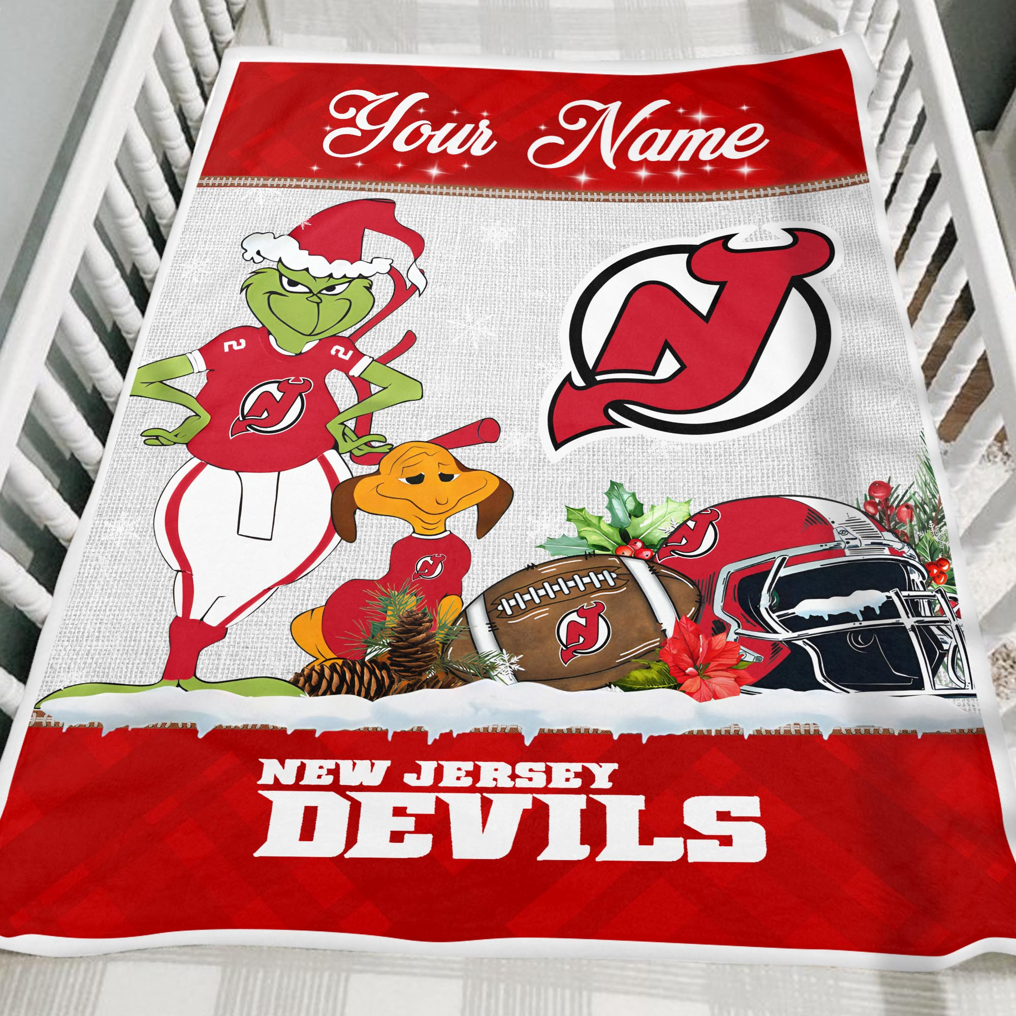 Sportswearmerch New Jersey Devils NHL x Grinch Christmas Fleece Blanket For Fan