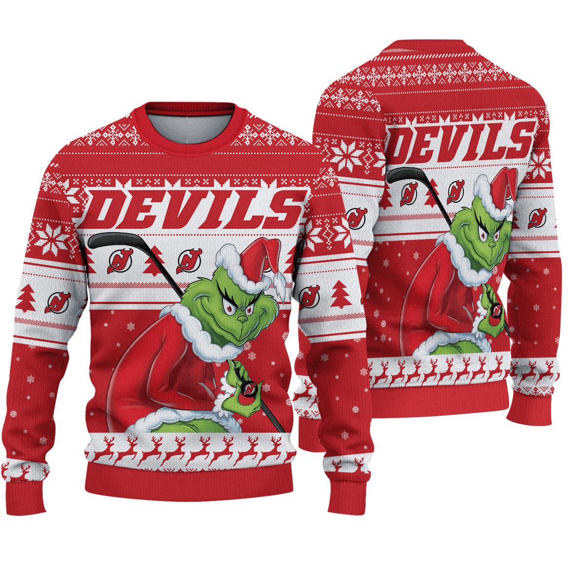 Sportswearmerch New Jersey Devils NHL x Grinch Christmas Ugly Sweater For Fans