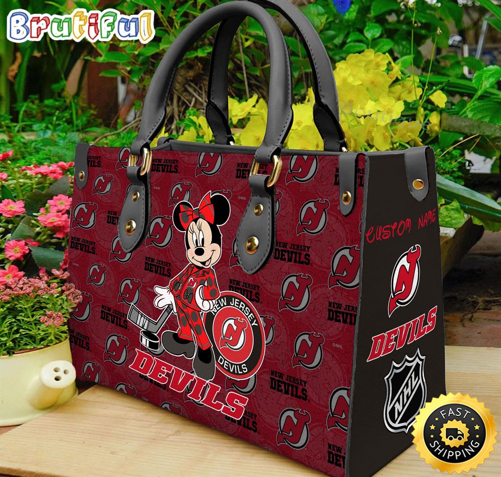 Sportswearmerch New Jersey Devils NHL x Minnie Leather Handbag For Fan
