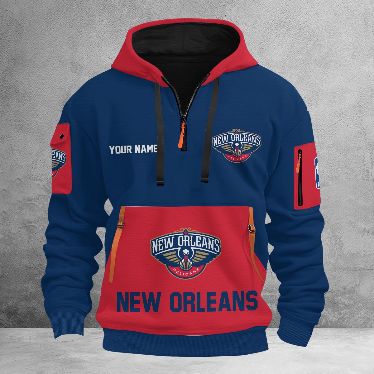 Sportswearmerch New Orleans Pelicans NBA Half Zip Hoodie Personalized For Fan