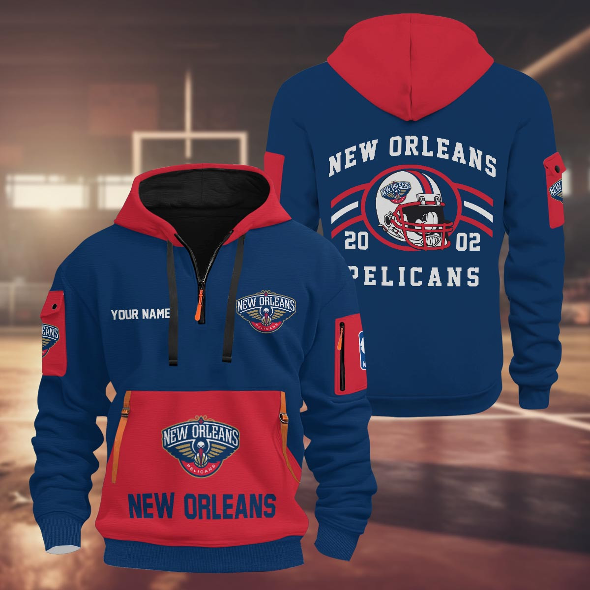 Sportswearmerch New Orleans Pelicans NBA Half Zip Hoodie Personalized For Fan