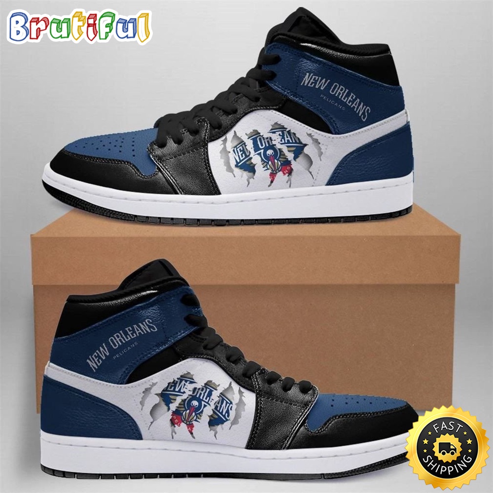 Sportswearmerch New Orleans Pelicans NBA Scratch AJ1 High Sneakers Shoes For Men And Women