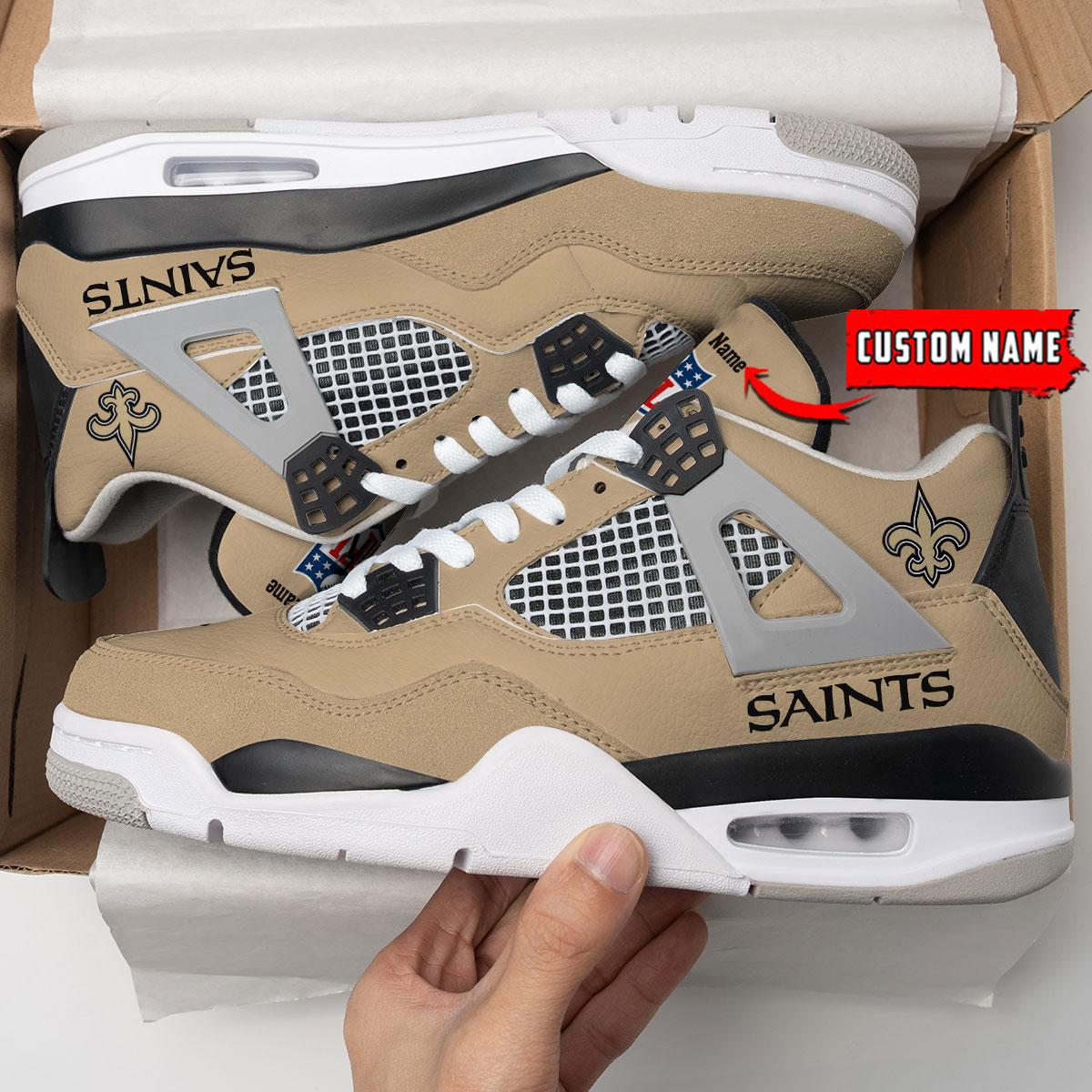 Sportswearmerch New Orleans Saints NFL Air Jordan 4 Sneaker AJ4 Sneakers Shoes For Men And Women