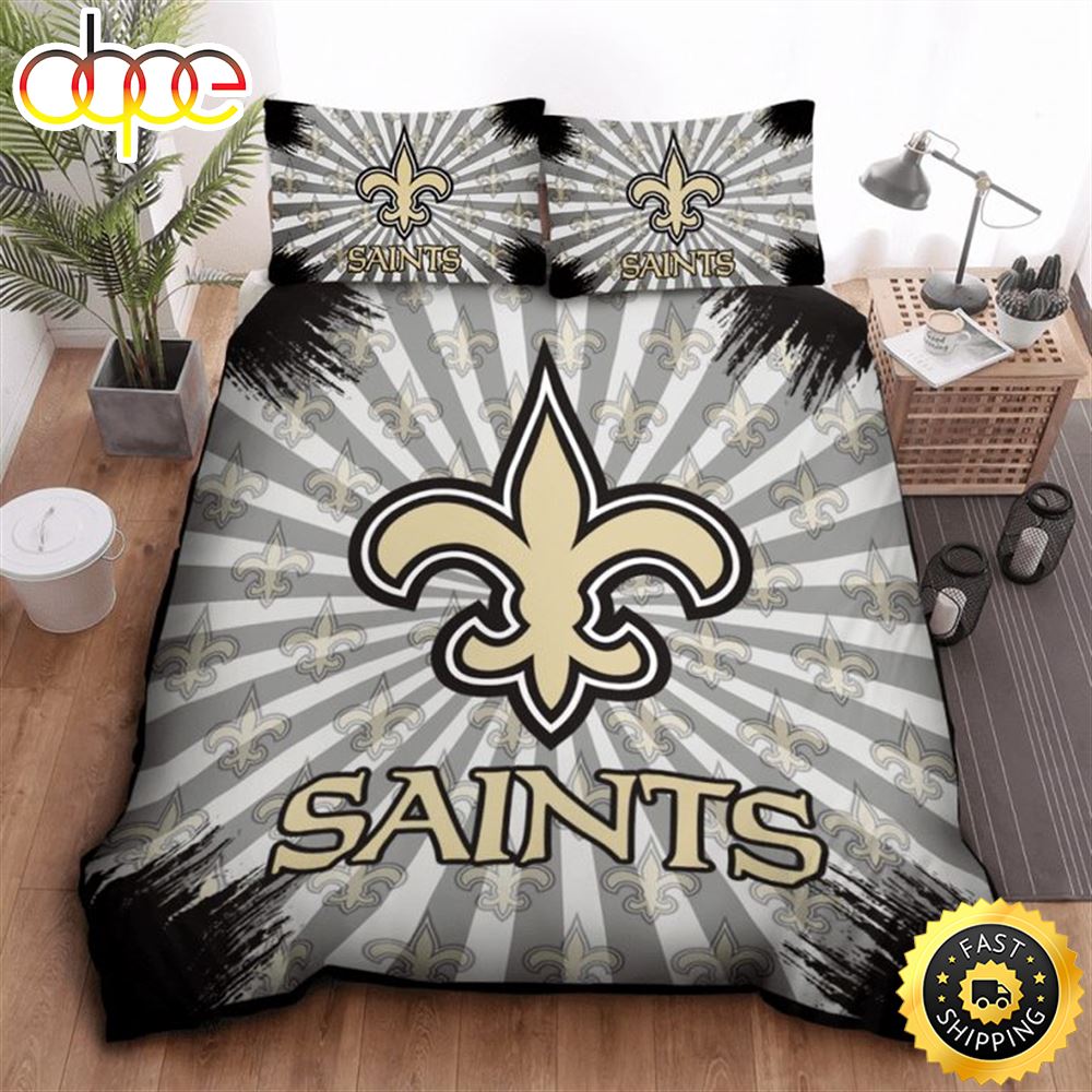 Sportswearmerch New Orleans Saints NFL Big Logo Highlight Bedding Set For Fan