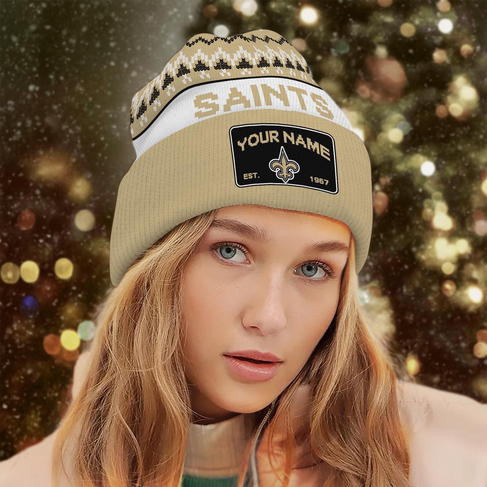 Sportswearmerch New Orleans Saints NFL Christmas Beanie Hat For Fan