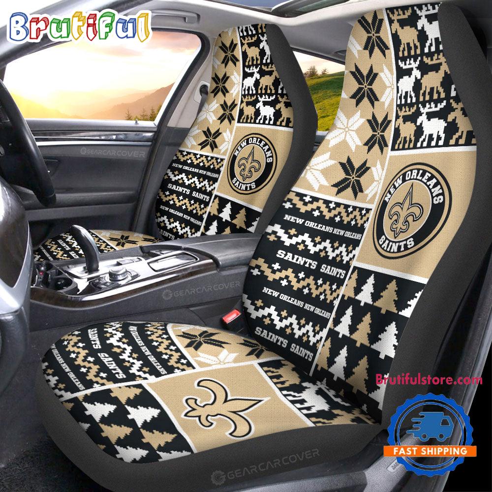 Sportswearmerch New Orleans Saints NFL Design Christmas Car Seat Covers For Fan