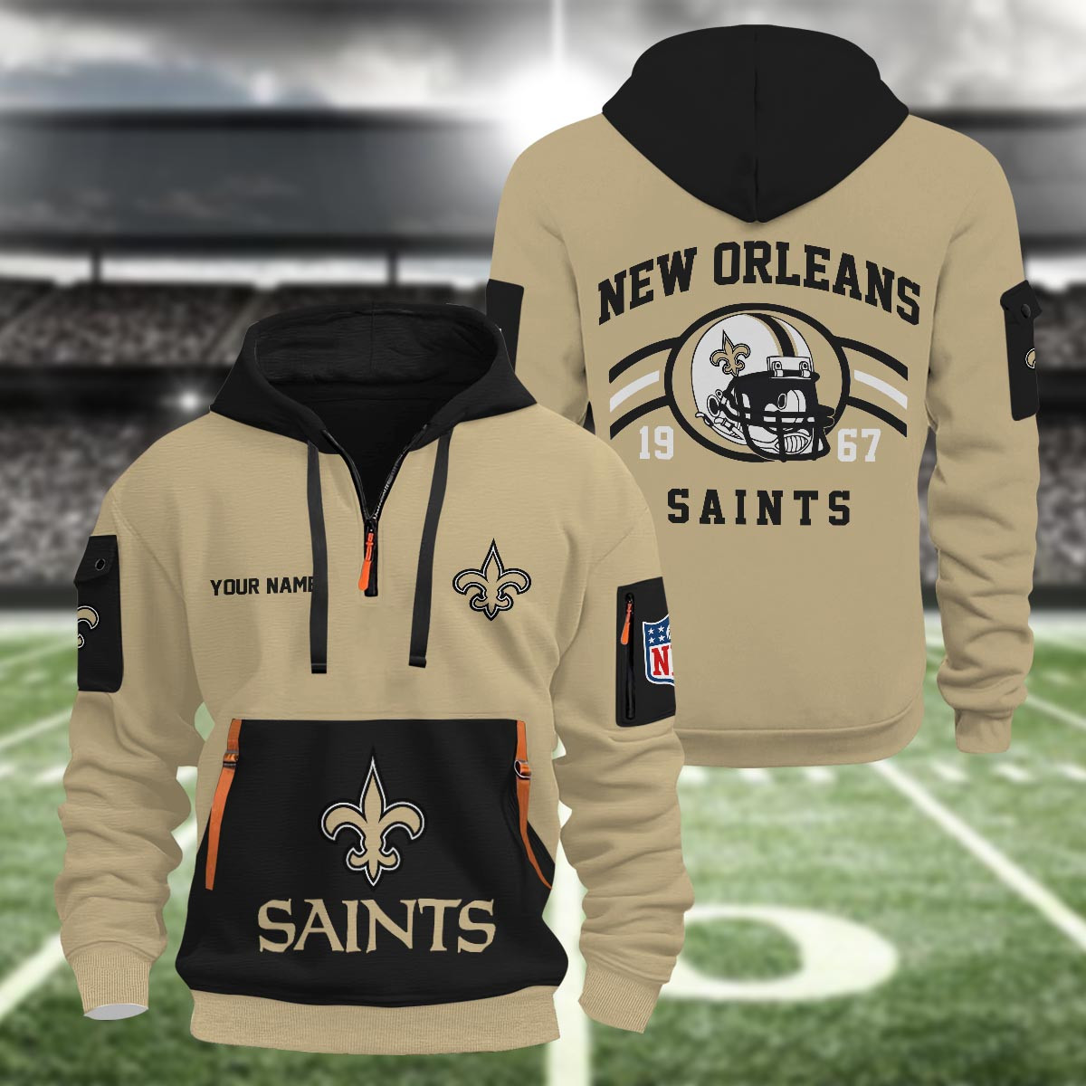 Sportswearmerch New Orleans Saints NFL Half Zip Hoodie For Fan