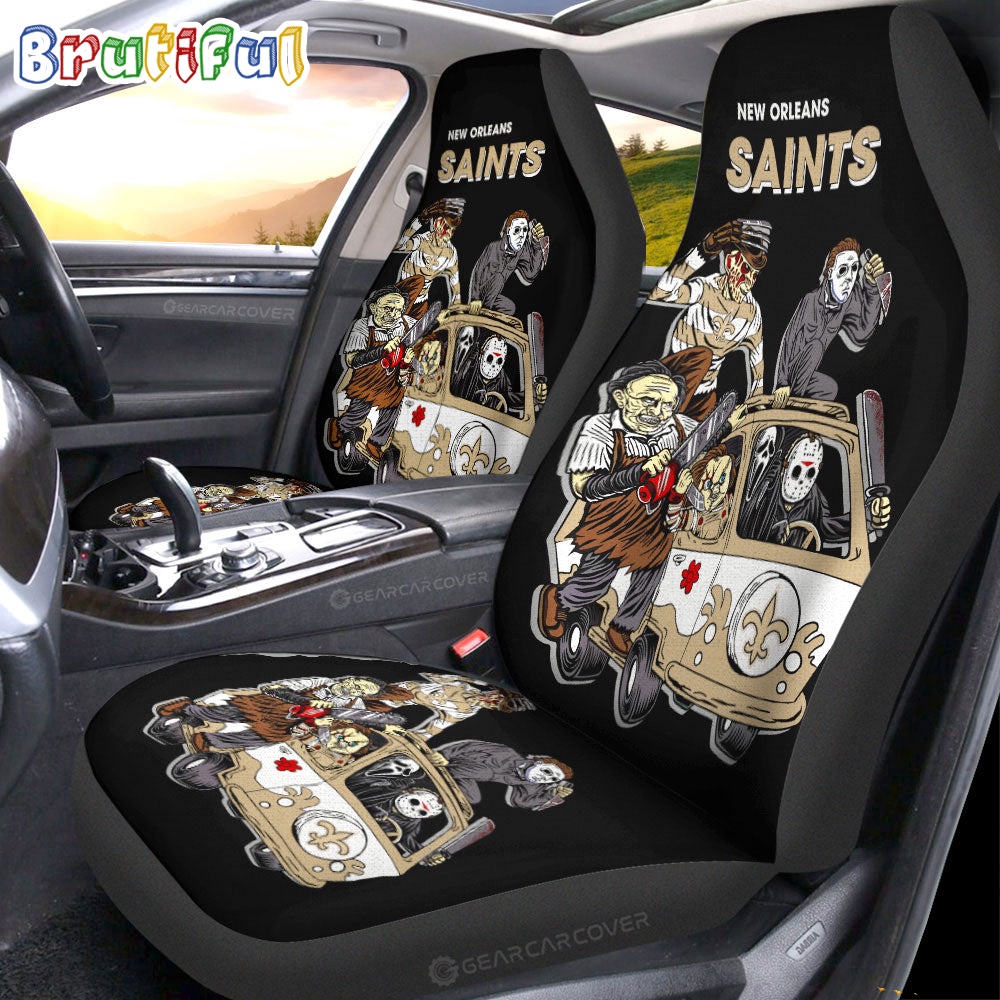 Sportswearmerch New Orleans Saints NFL Horror Characters Essential Halloween Car Seat Covers For Fan