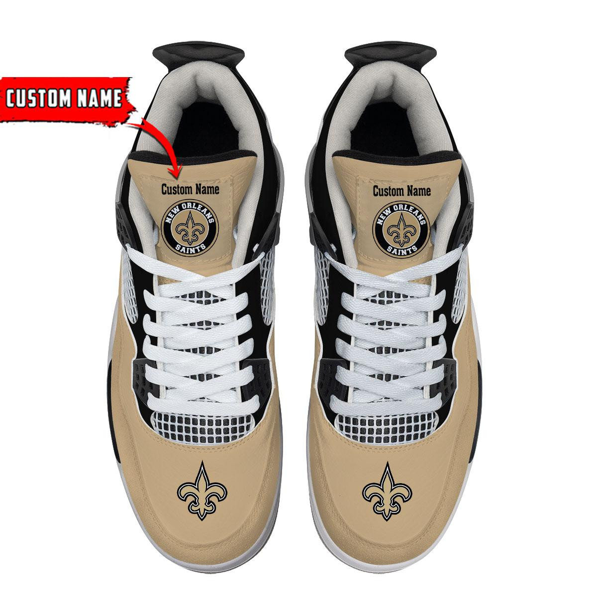 Sportswearmerch New Orleans Saints NFL Personalized Air Jordan 4 SnAJ4 Sneakers Shoes For Men And Women