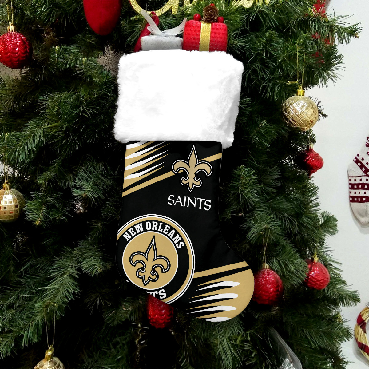 Sportswearmerch New Orleans Saints NFL Personalized Christmas Socks For Fan