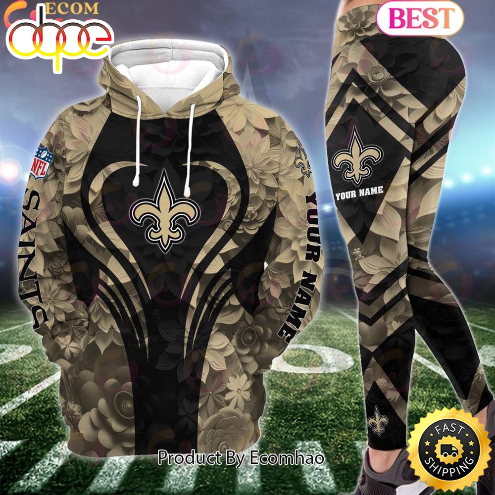 Sportswearmerch New Orleans Saints NFL Special Flowers Design Hoodie And Leggings For Fan