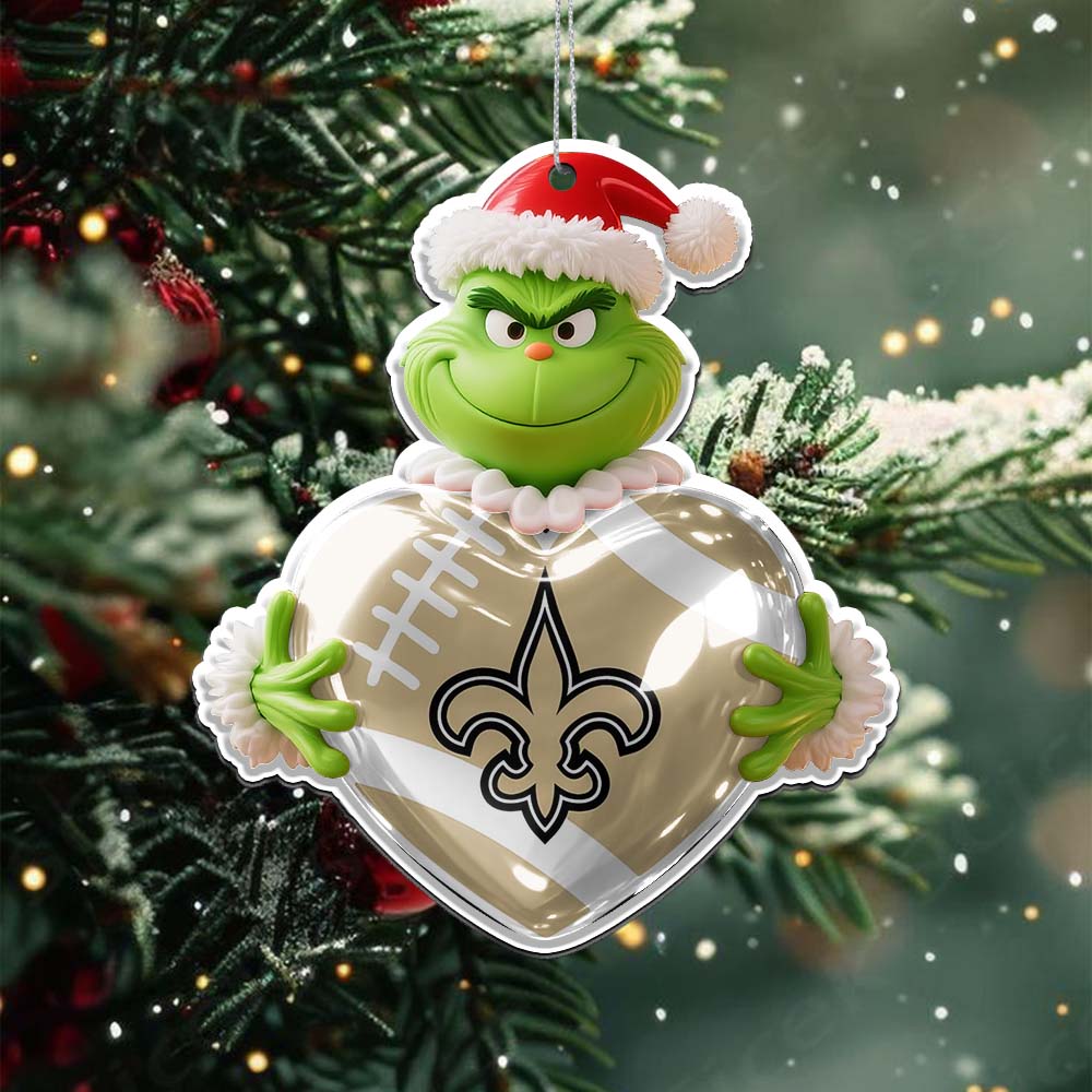 Sportswearmerch New Orleans Saints NFL The Grinch x Christmas Acrylic Ornament Gift For Fan