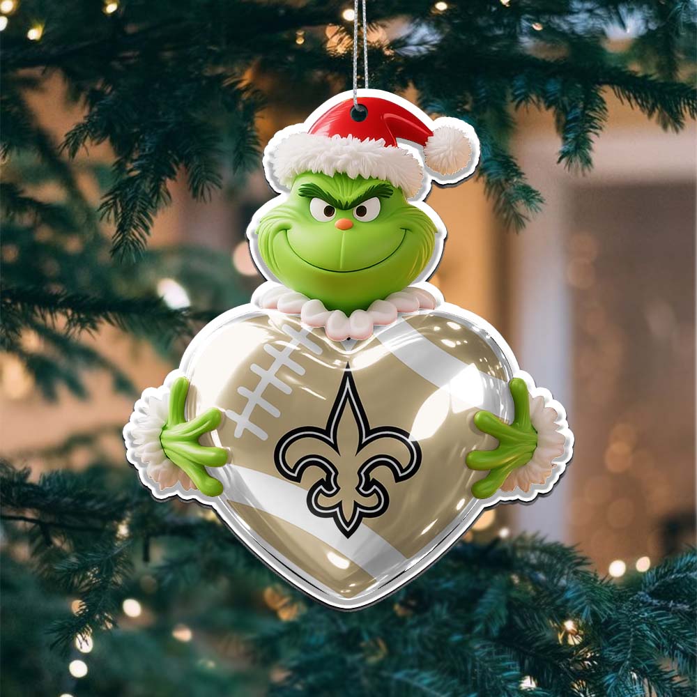 Sportswearmerch New Orleans Saints NFL The Grinch x Christmas Acrylic Ornament Gift For Fan