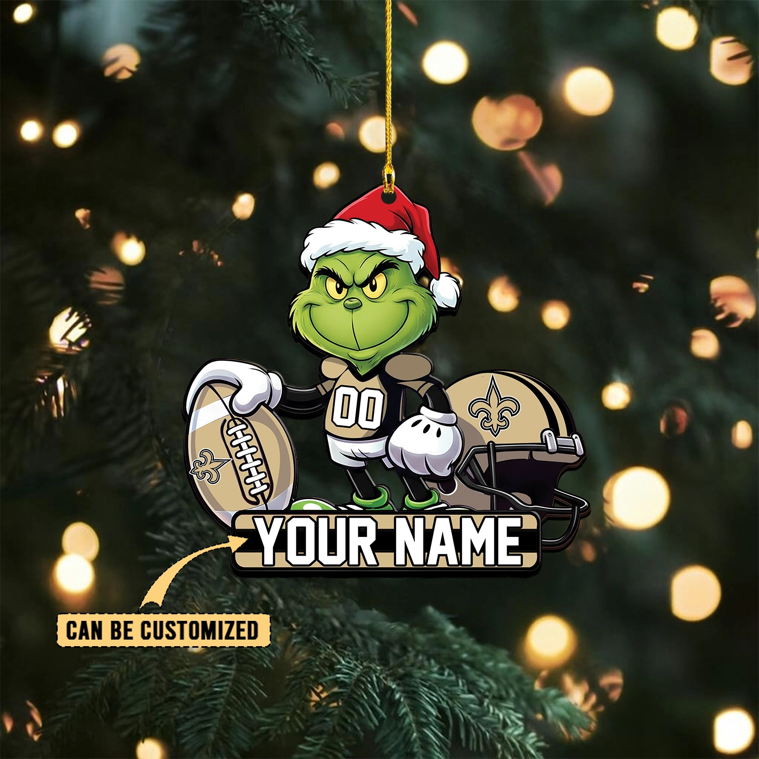 Sportswearmerch New Orleans Saints NFL The Grinch x Christmas Acrylic Ornament Gift For Fan