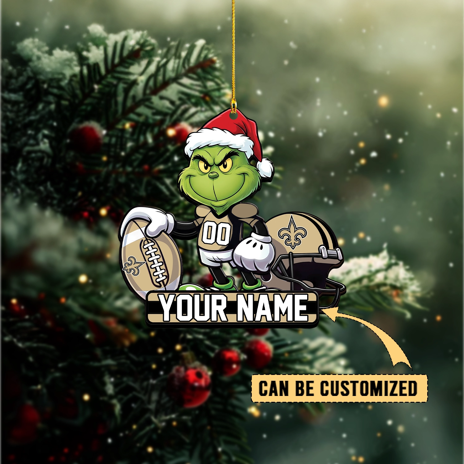 Sportswearmerch New Orleans Saints NFL The Grinch x Christmas Acrylic Ornament Gift For Fan