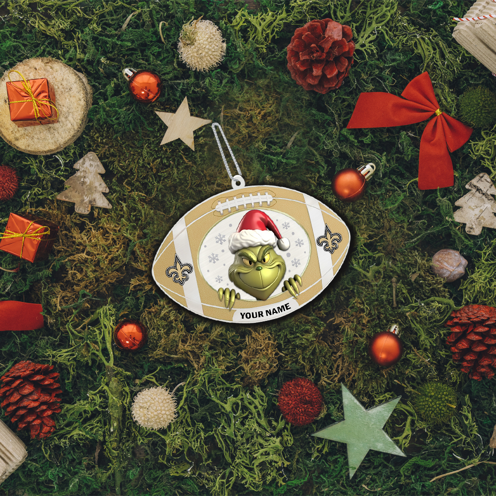 Sportswearmerch New Orleans Saints NFL The Grinch x Christmas Acrylic Ornament Gift For Fan