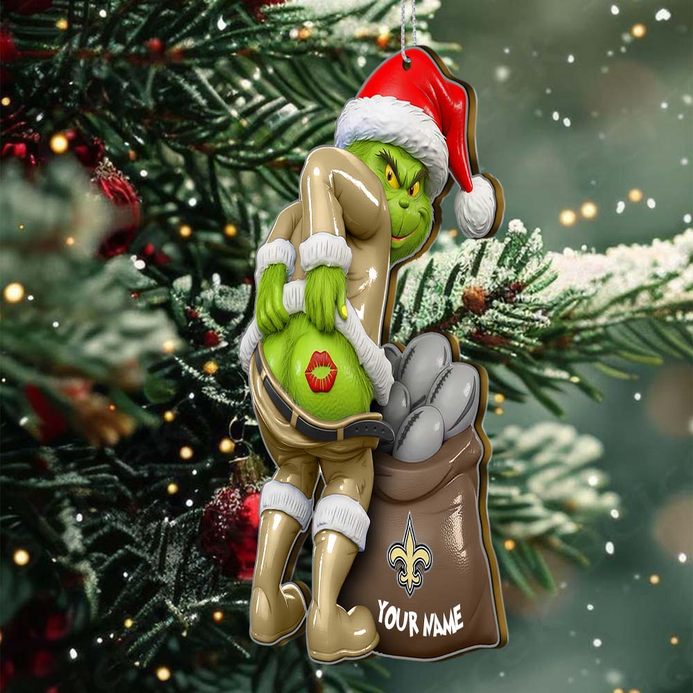 Sportswearmerch New Orleans Saints NFL The Grinch x Christmas Acrylic Ornament Gift For Fan