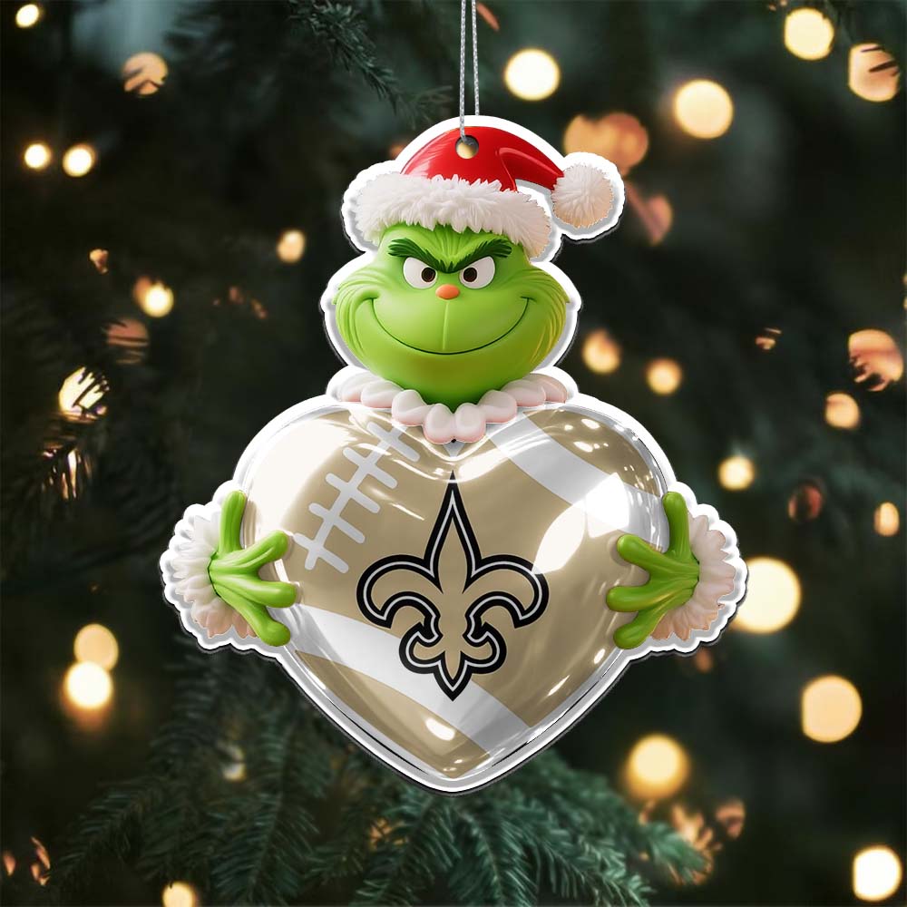 Sportswearmerch New Orleans Saints NFL The Grinch x Christmas Acrylic Ornament Gift For Fan