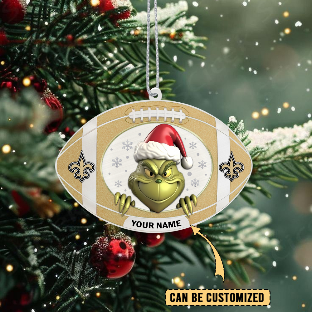 Sportswearmerch New Orleans Saints NFL The Grinch x Christmas Acrylic Ornament Gift For Fan