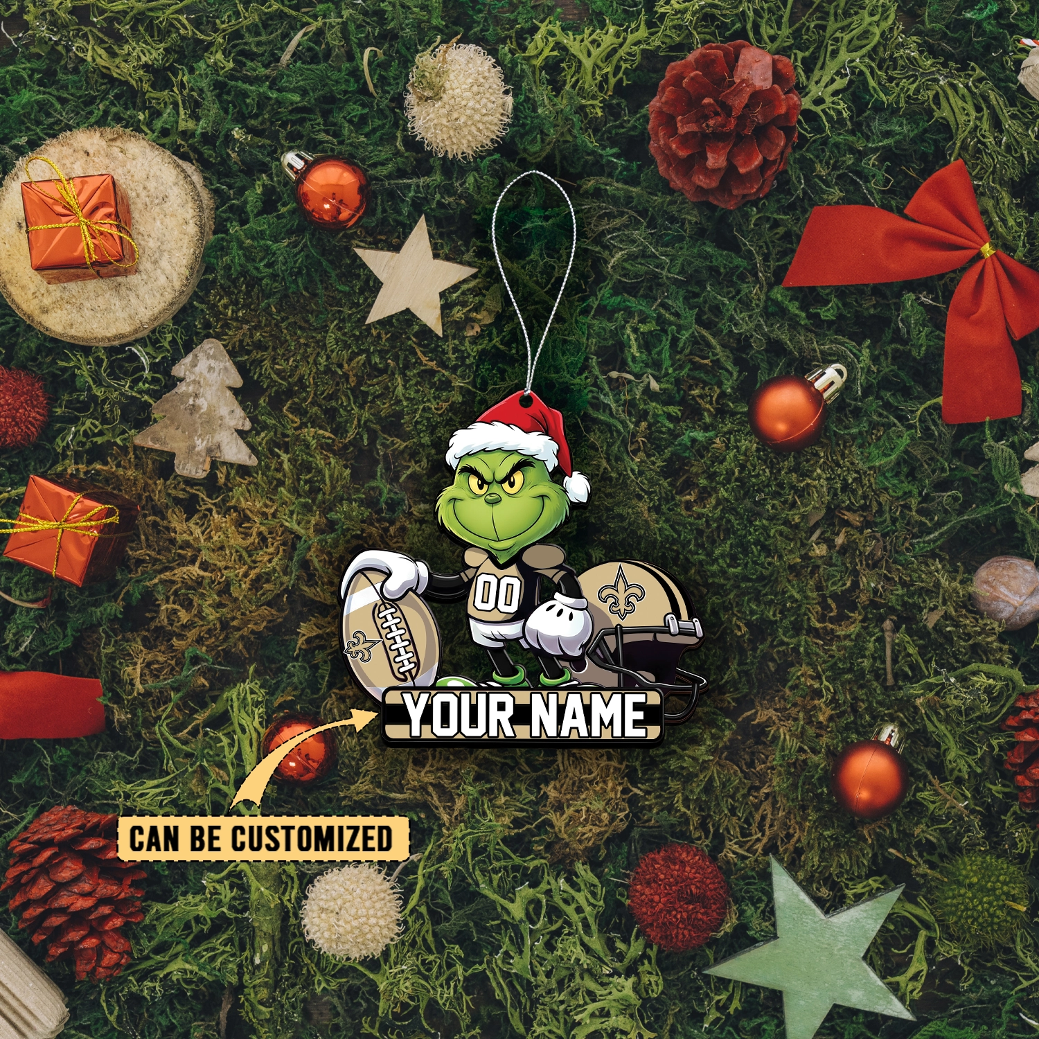 Sportswearmerch New Orleans Saints NFL The Grinch x Christmas Acrylic Ornament Gift For Fan