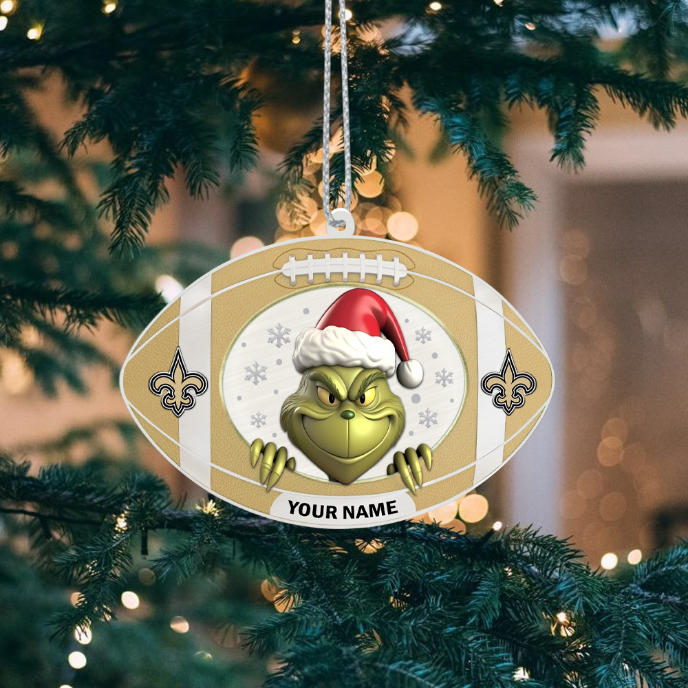 Sportswearmerch New Orleans Saints NFL The Grinch x Christmas Acrylic Ornament Gift For Fan