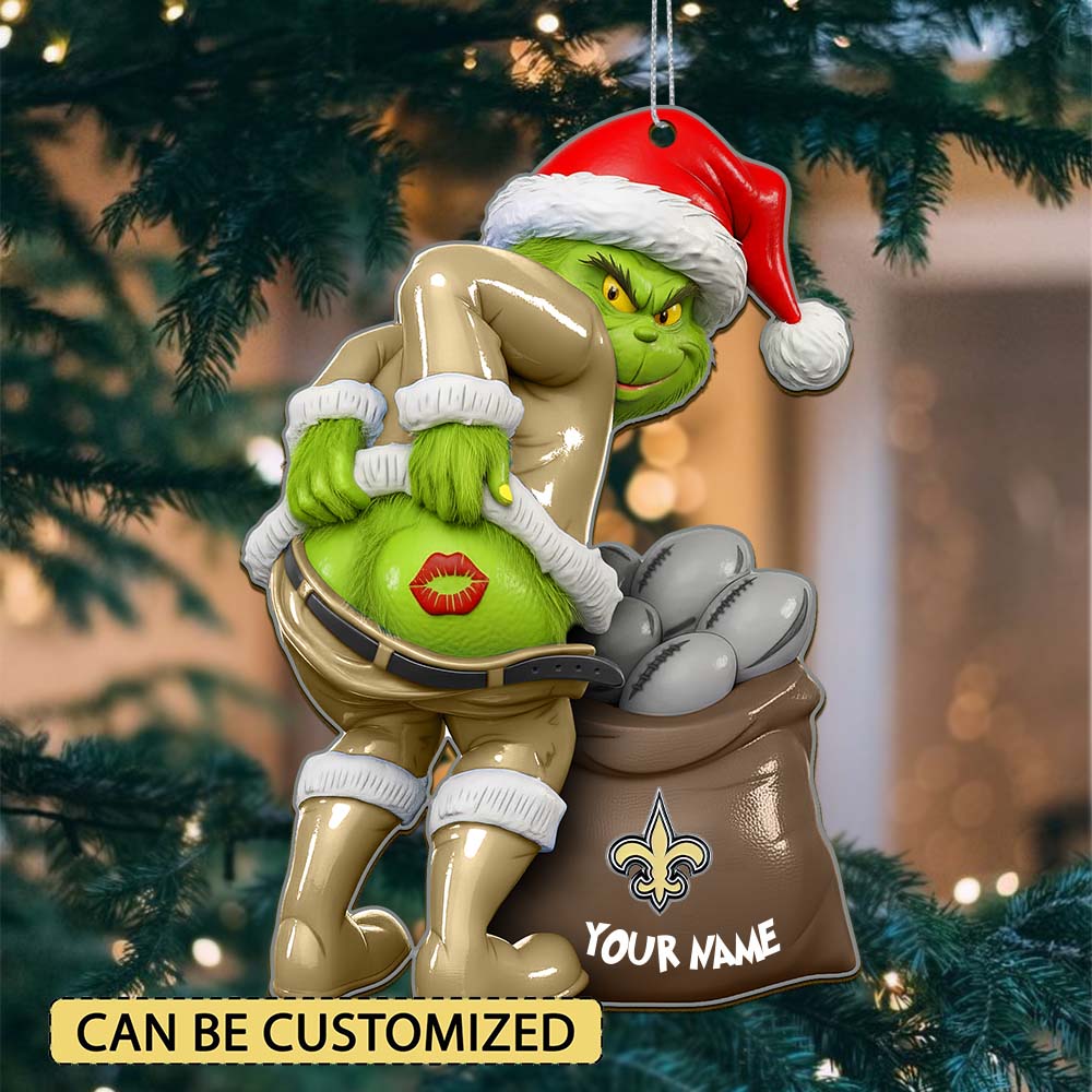 Sportswearmerch New Orleans Saints NFL The Grinch x Christmas Acrylic Ornament Gift For Fan