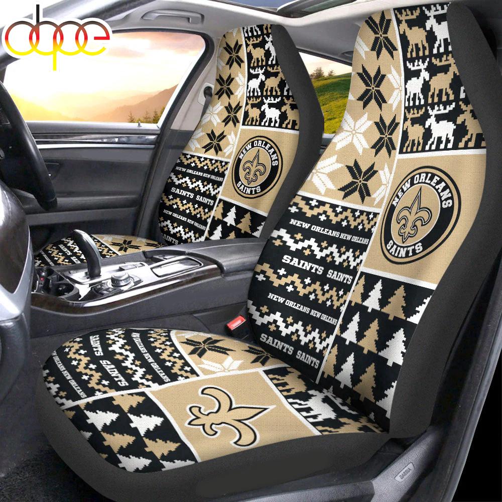 Sportswearmerch New Orleans Saints NFL Ugly Christmas Car Seat Covers For Fan