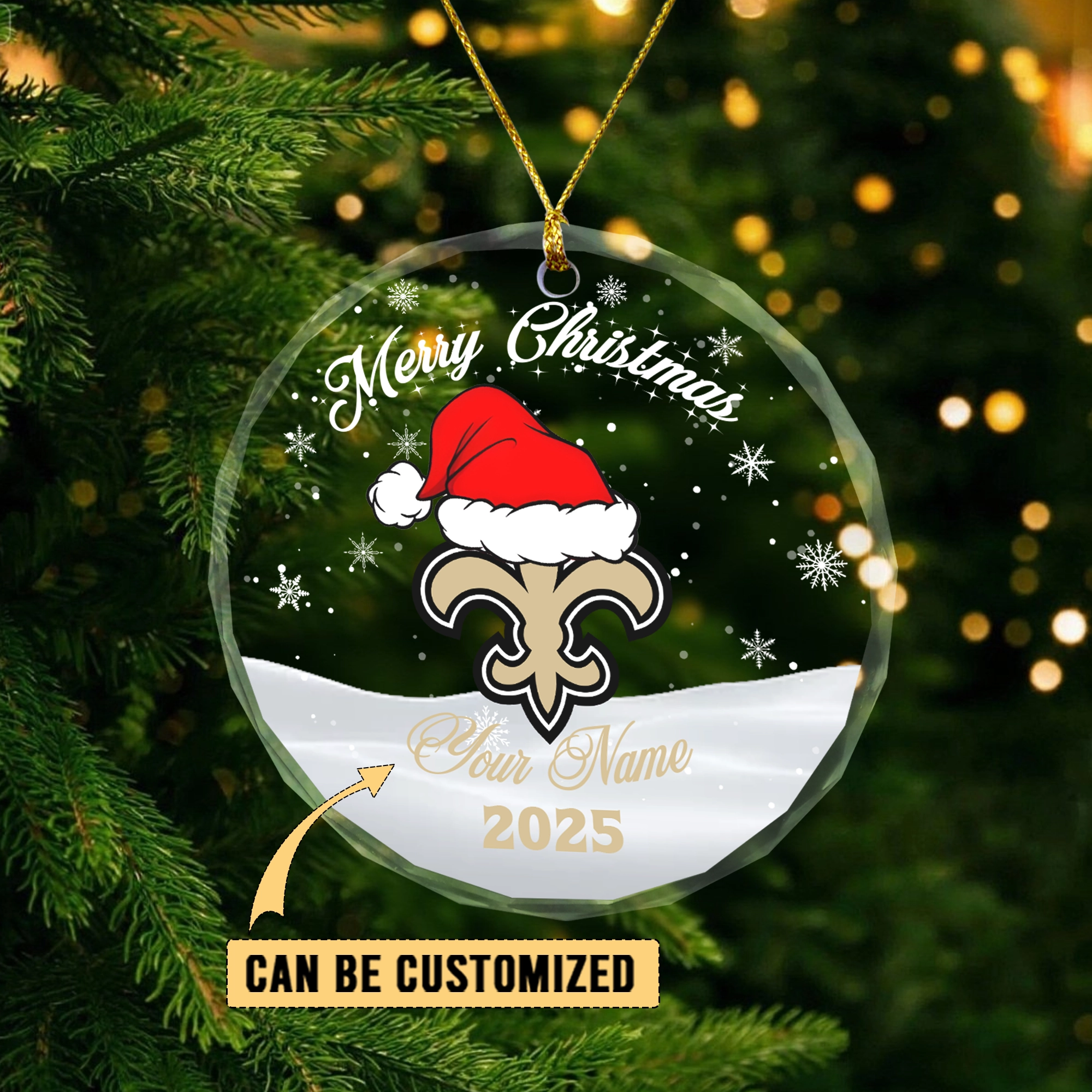 Sportswearmerch New Orleans Saints NFL x Christmas Glass Ornament Gift For Fan