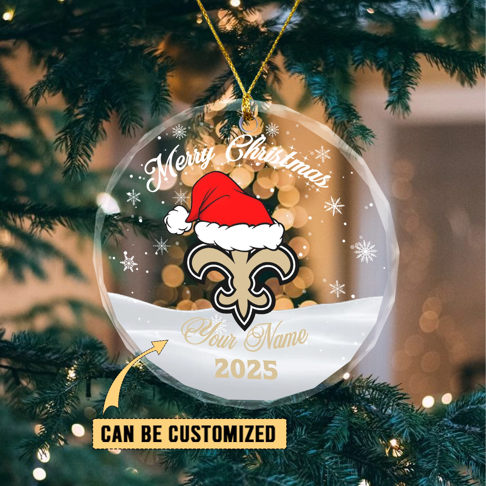 Sportswearmerch New Orleans Saints NFL x Christmas Glass Ornament Gift For Fan