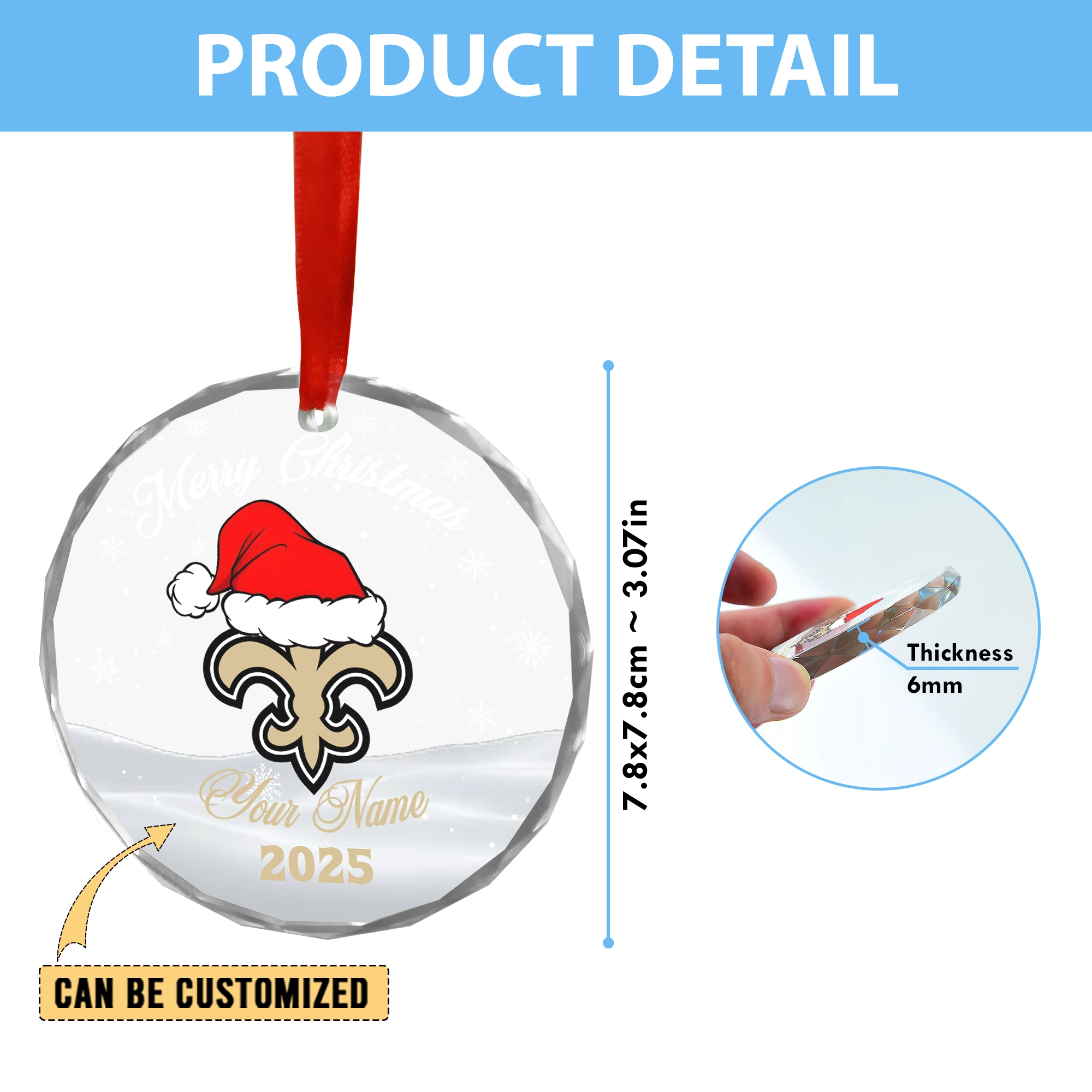 Sportswearmerch New Orleans Saints NFL x Christmas Glass Ornament Gift For Fan