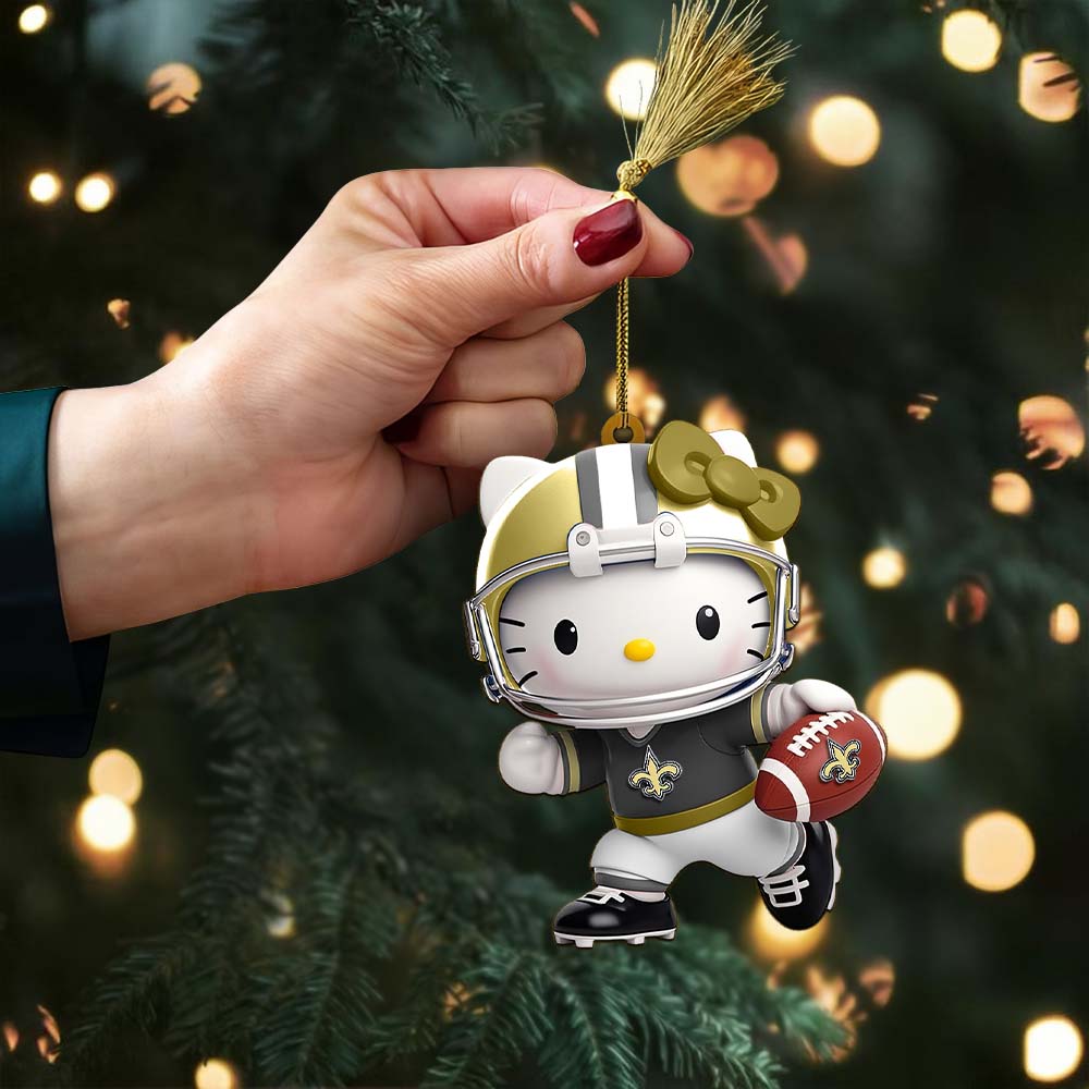Sportswearmerch New Orleans Saints NFL x Hello Kitty Personalized Acrylic Ornament Gift For Fans