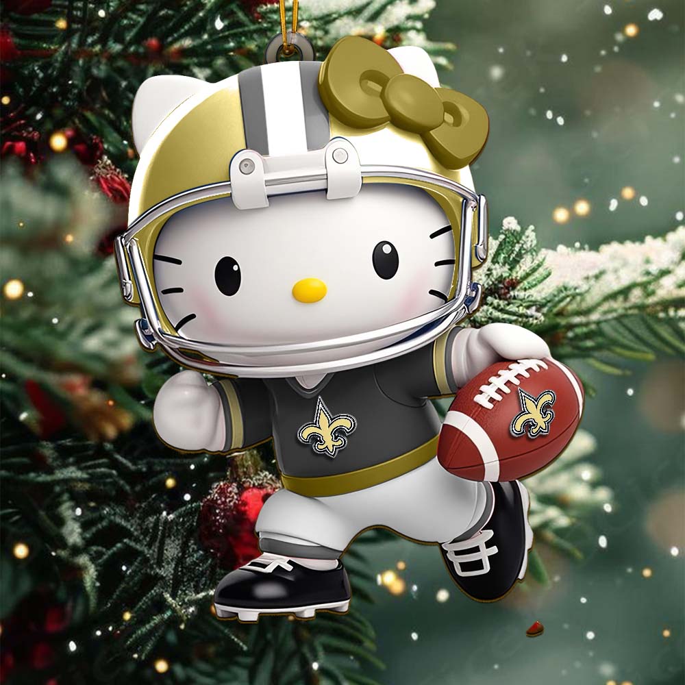 Sportswearmerch New Orleans Saints NFL x Hello Kitty Personalized Acrylic Ornament Gift For Fans