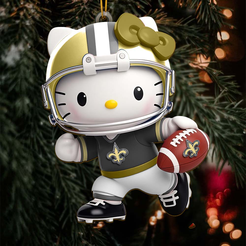 Sportswearmerch New Orleans Saints NFL x Hello Kitty Personalized Acrylic Ornament Gift For Fans