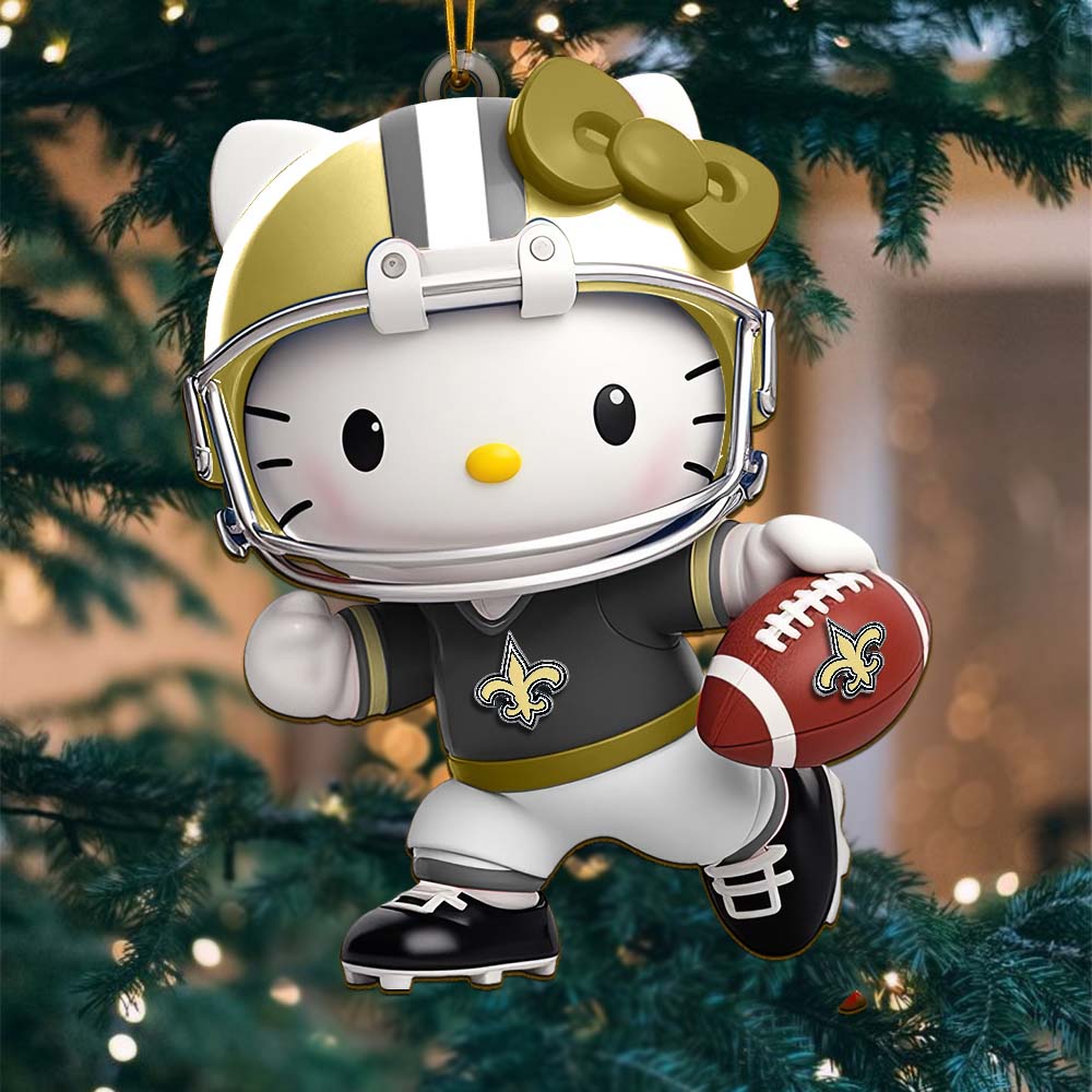 Sportswearmerch New Orleans Saints NFL x Hello Kitty Personalized Acrylic Ornament Gift For Fans