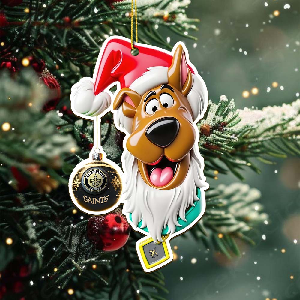 Sportswearmerch New Orleans Saints NFL x Scooby doo x Christmas Acrylic Ornament Gift For Fan