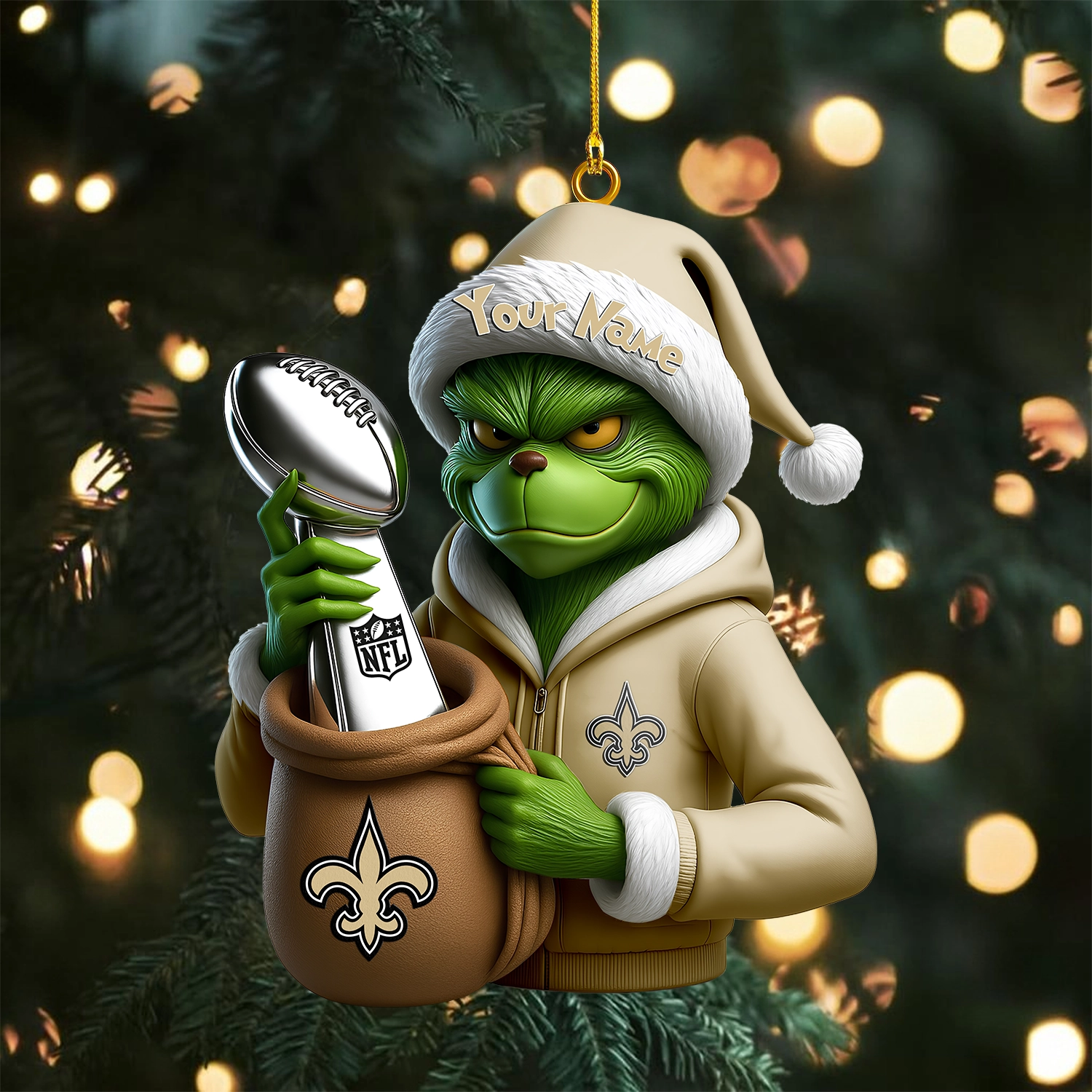 Sportswearmerch New Orleans Saints NFL x The Grinch Acrylic Ornament Gift For Fans