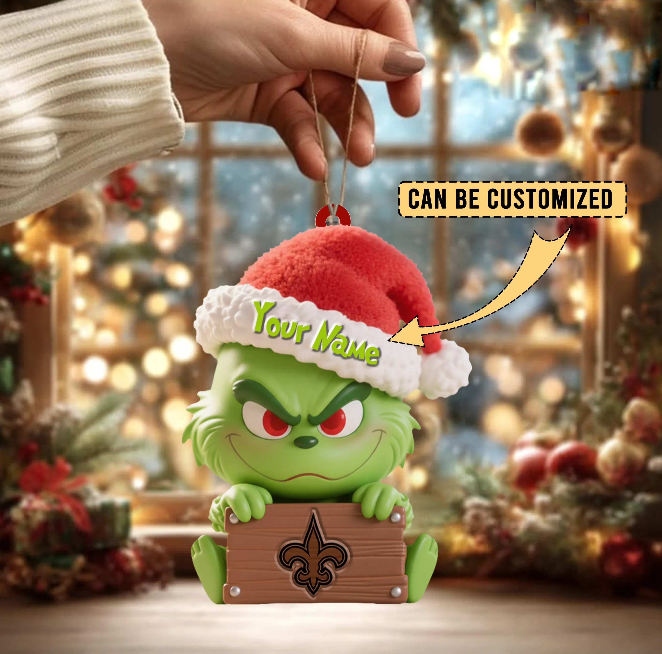 Sportswearmerch New Orleans Saints NFL x The Grinch Acrylic Ornament Gift For Fans