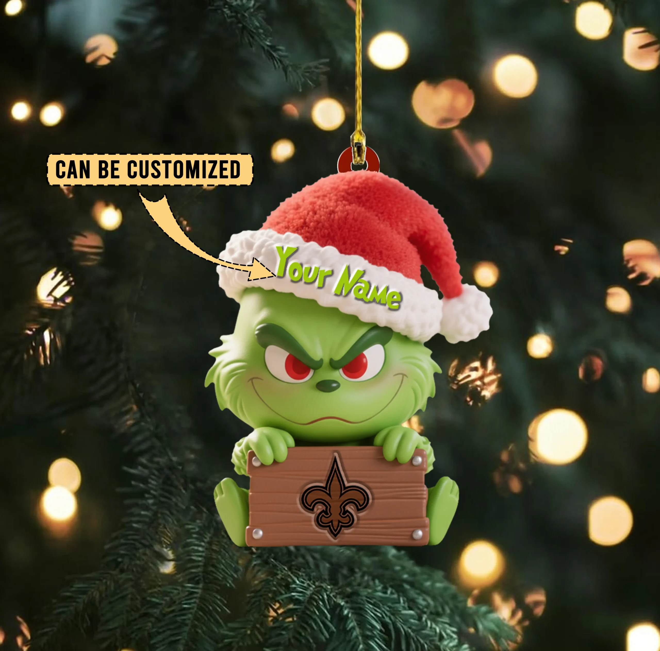 Sportswearmerch New Orleans Saints NFL x The Grinch Acrylic Ornament Gift For Fans