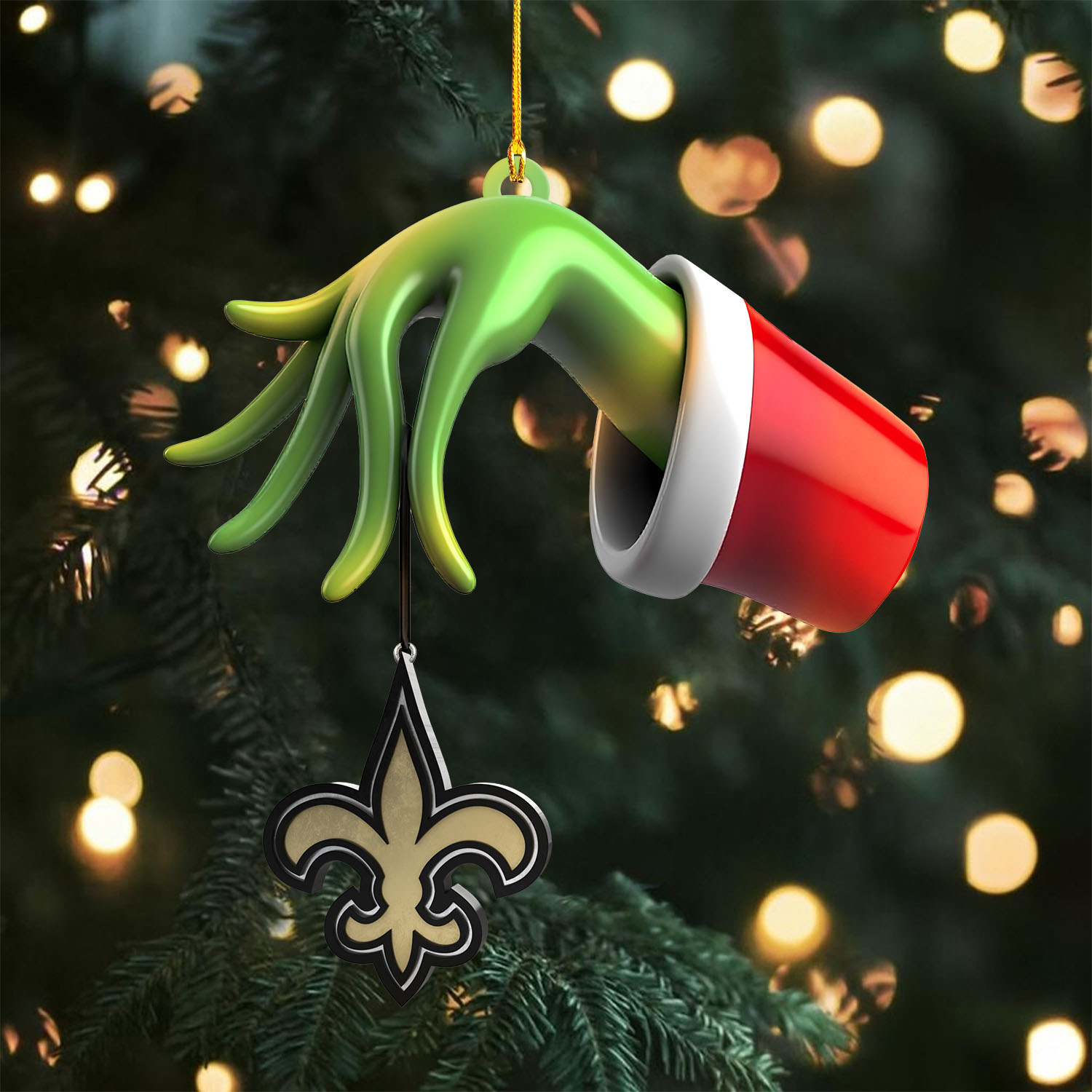 Sportswearmerch New Orleans Saints NFL x The Grinch Christmas Acrylic Mix Wooden Ornament Gift For Fans
