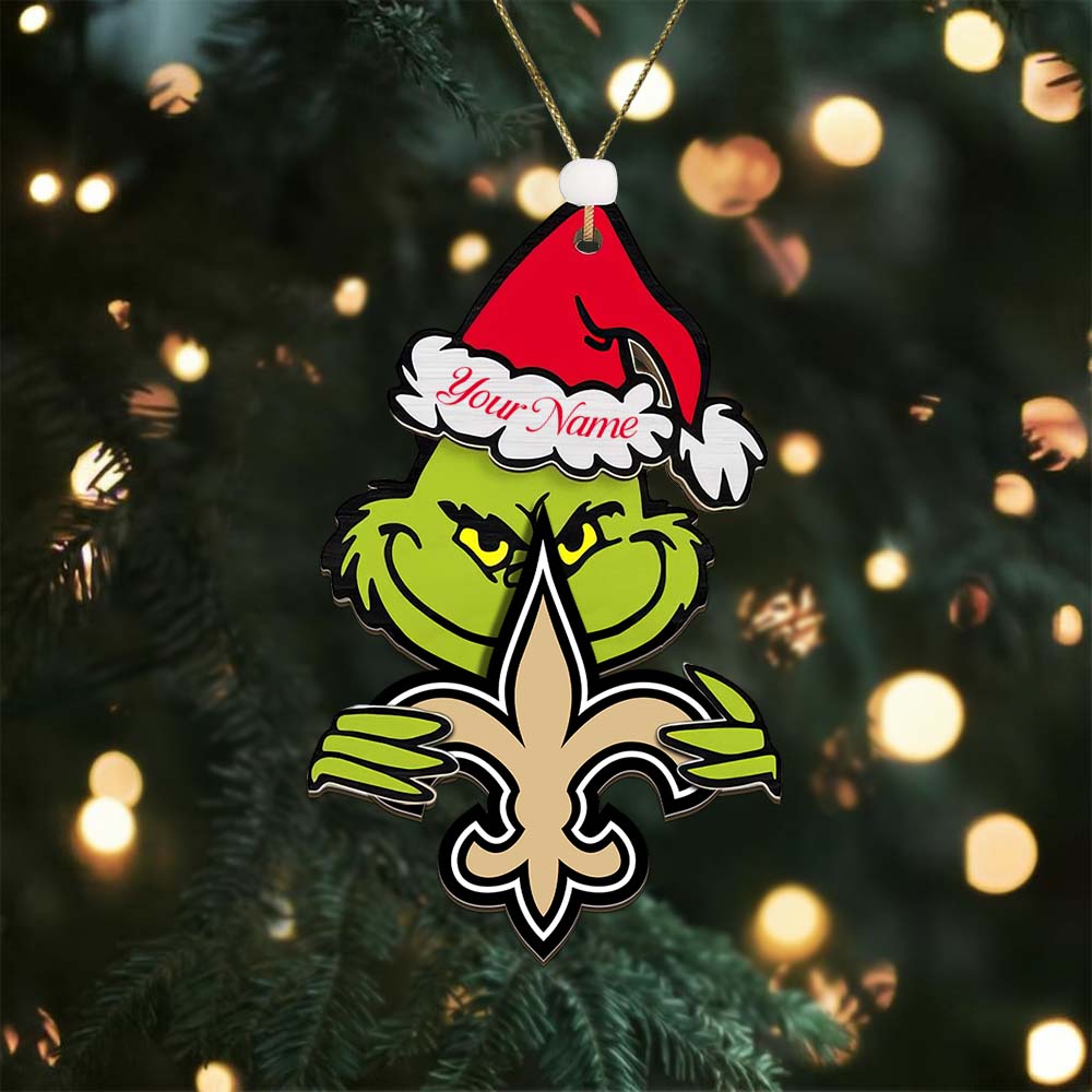 Sportswearmerch New Orleans Saints NFL x The Grinch Christmas Acrylic Ornament Gift For Fans